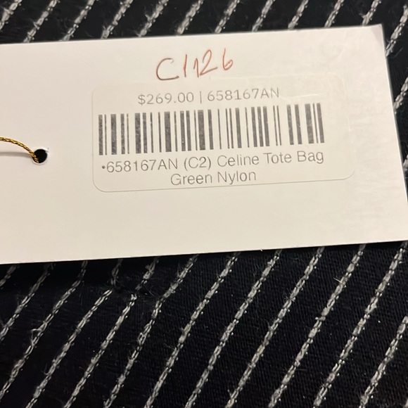 COPY - Great Condition Celine Green Nylon Tote Bag. With Certificate of Authent… - Picture 8 of 16